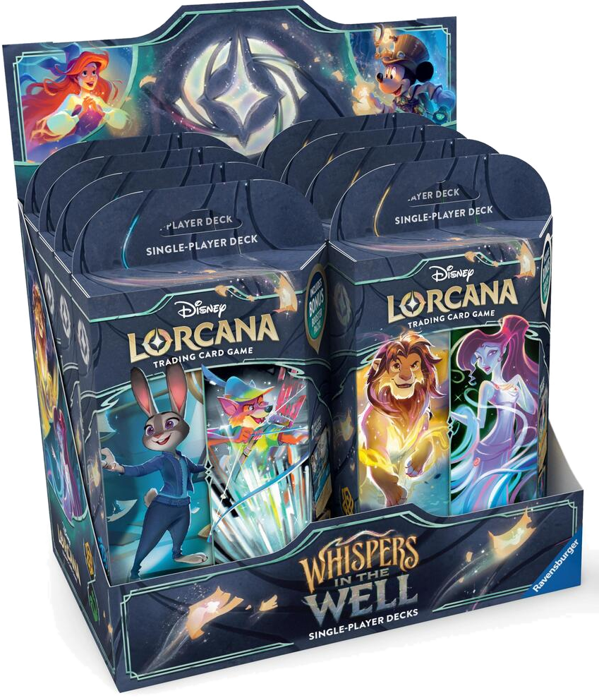 disney lorcana whispers in the well starter deck display